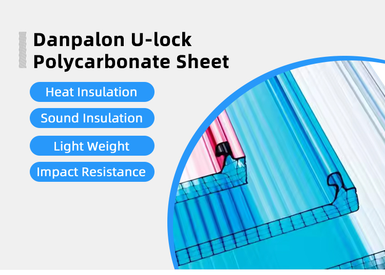 Customized Length Danpalon U-lock Polycarbonate Sheet For Roofing PC Sunshine Board In Traditional Design Style
