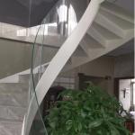 Indoor Frameless Stair System Curved Tempered Glass For Railing Stair Balustrade