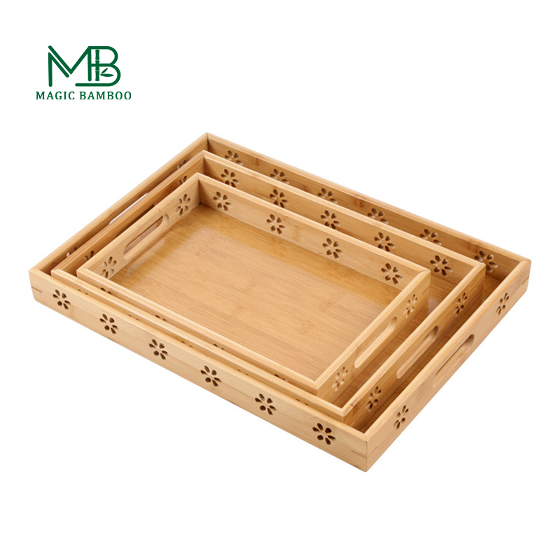 3L Sustainable Bamboo Serving Tray For Dessert Food ISO9001 certificated