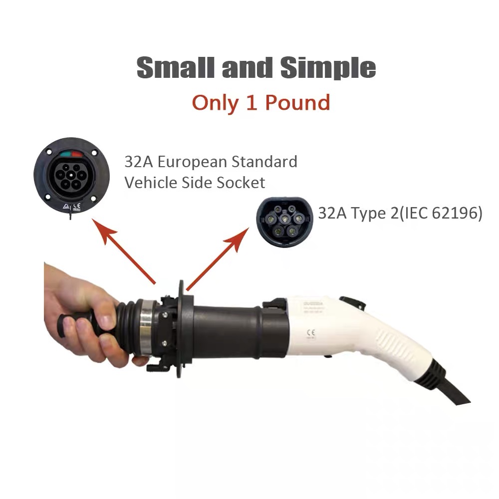 16A 32A Electric Vehicle Charging Adapter J1772 To IEC62196 EV Type 1 To Type 2 Adaptor