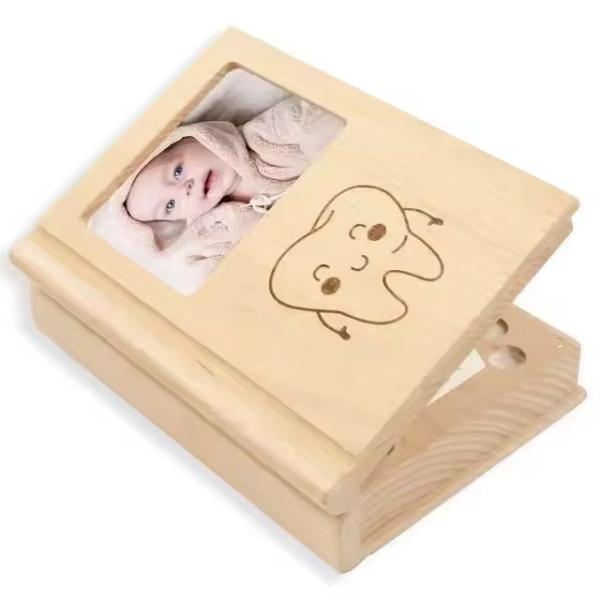 Buy cheap wooden Book shaped tooth box ,baby teeth case for birthday gift from wholesalers