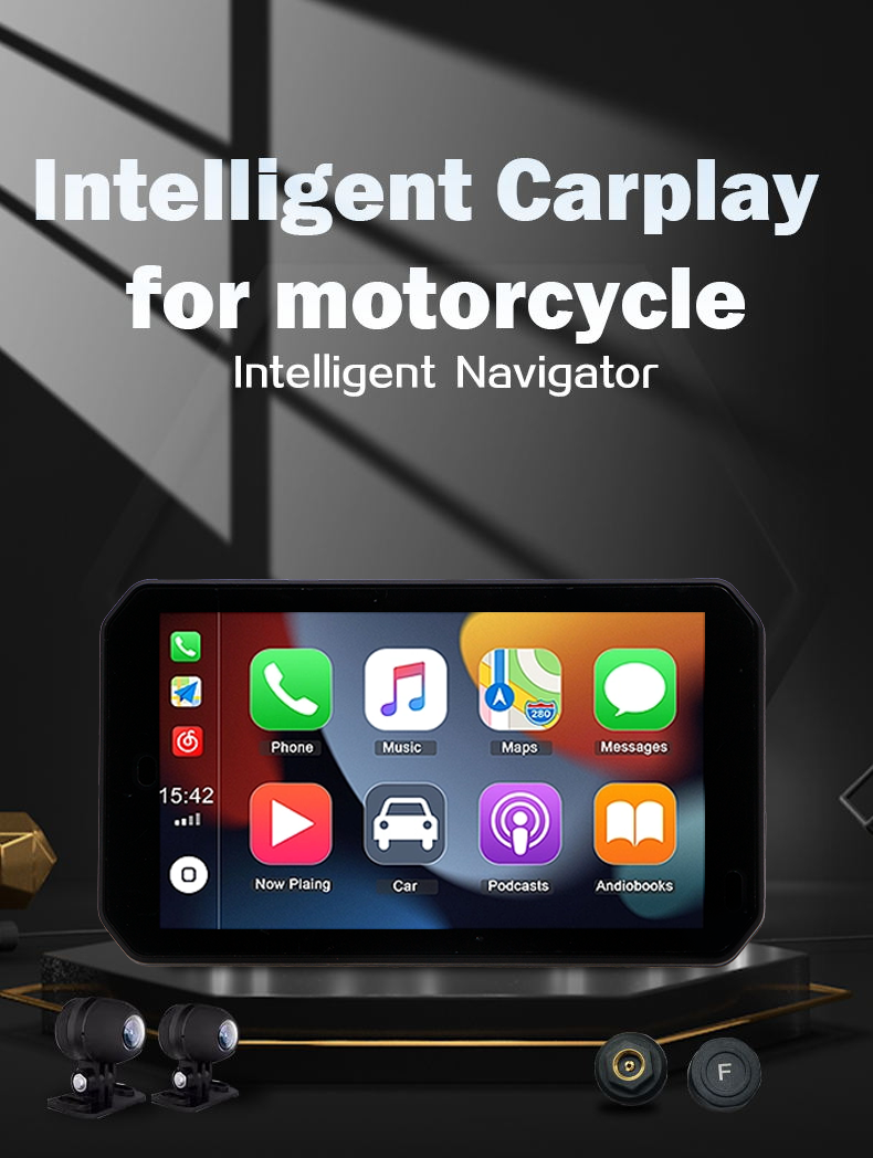 Universal Fitment Motorcycle GPS Navigation with Waterproof Screen and Carplay Display