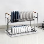2 Tiers Metal Kitchen Dish Drying Rack Iron Dish Drainer Rack Organizer