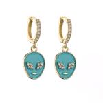 Personalized Rhinestone Huggie Earrings Enamel Alien Dangle Earrings