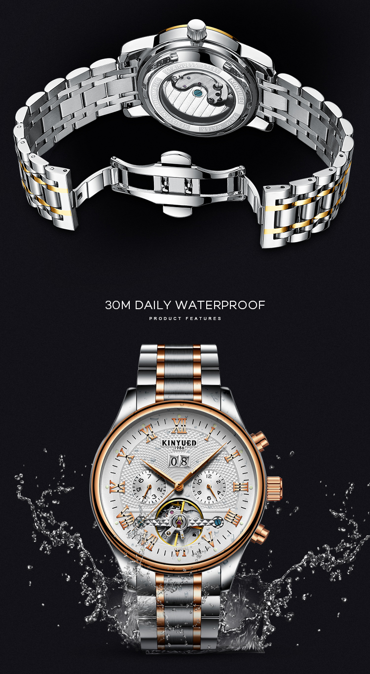 Wholesales China men steel automatic skeleton mechanical watch automatic watch luxury