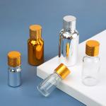 Screen Printing Mini Refillable Perfume Glass Bottle with Plug Metal Gold Silver