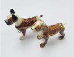 Fashion Metal Alloy Pewter Crystal Enamel Dog Trinket Jewelry Box