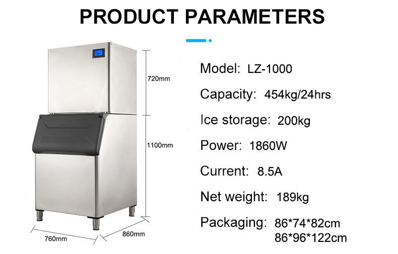 High Capacity Water Cooling LZ-1000 Moon Crescent Ice Making Machine for Coffee Shops