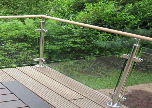 Durable Glass Balustrade Stainless Steel Handrails , Tempered Glass Railing