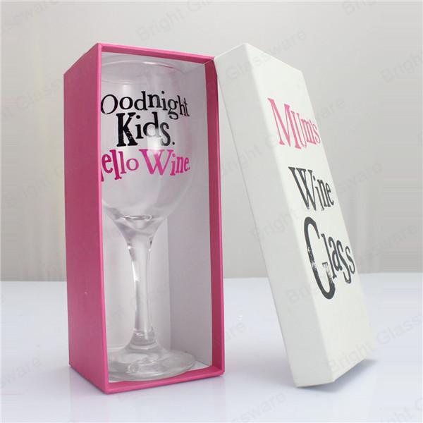 Quality Clear blown wine goblet glass with custom printing for party for sale