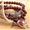 Buy cheap 5mm Round Genuine Garnet Beads Bracelet with 925 Silver Marcasite Garnet Charm 20 inches (B120705) from wholesalers