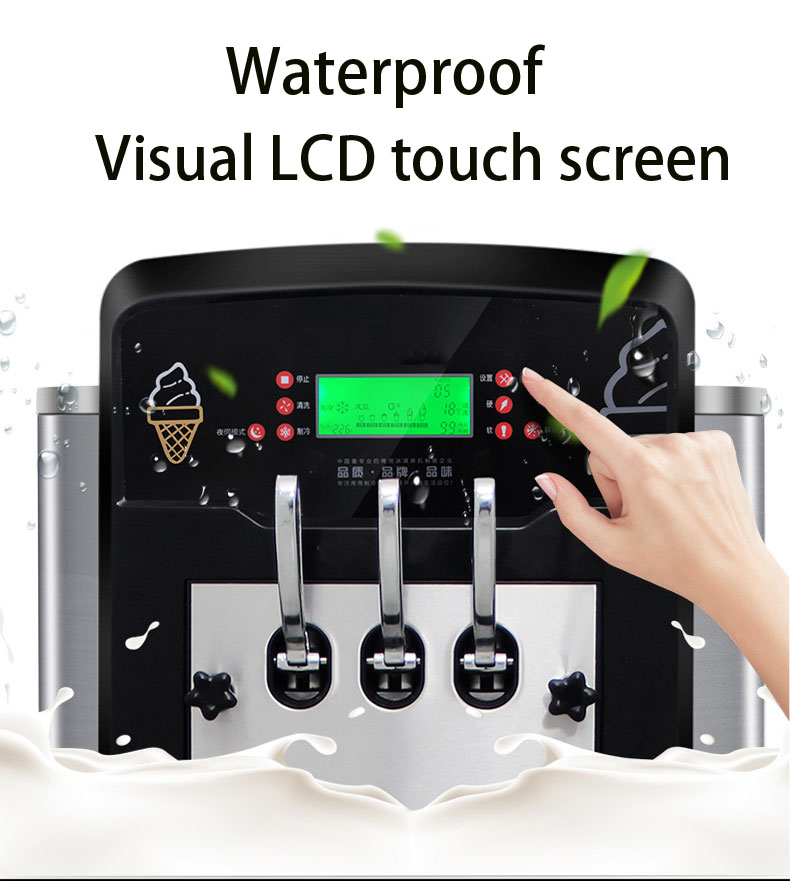 Pre-cooling System Soft Ice Cream Maker with 3 Flavors 540x850x1500mm Stainless Steel
