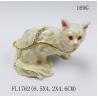 Buy cheap Fashion Pink Cat trinket boxes with crystal Rhinestone metal cat craft Jewelery Boxes decoration lady gift from wholesalers