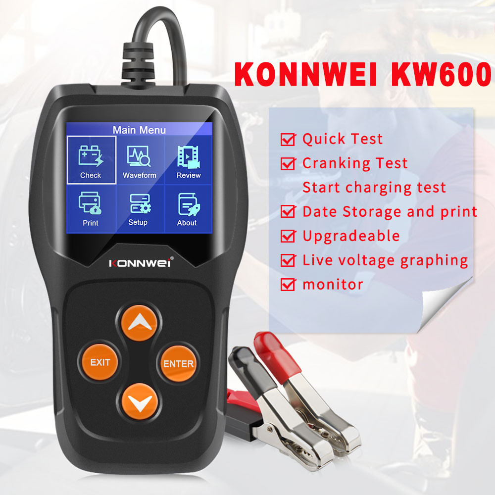 Black Universal 12V Car Battery Capacity Tester With Intelligent Clamp