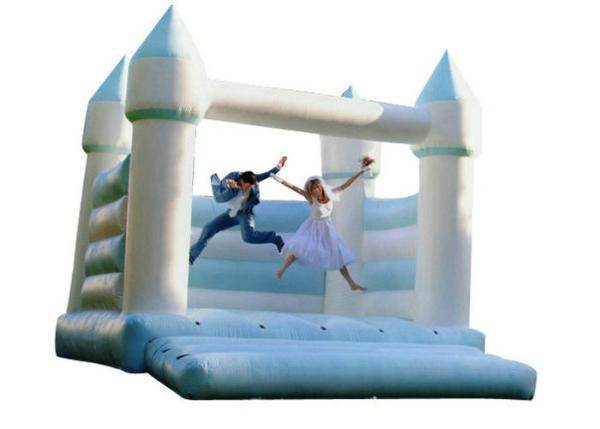 Buy cheap Light Blue And White Inflatable Bounce House / Open Air Wedding Jumping Castle from wholesalers