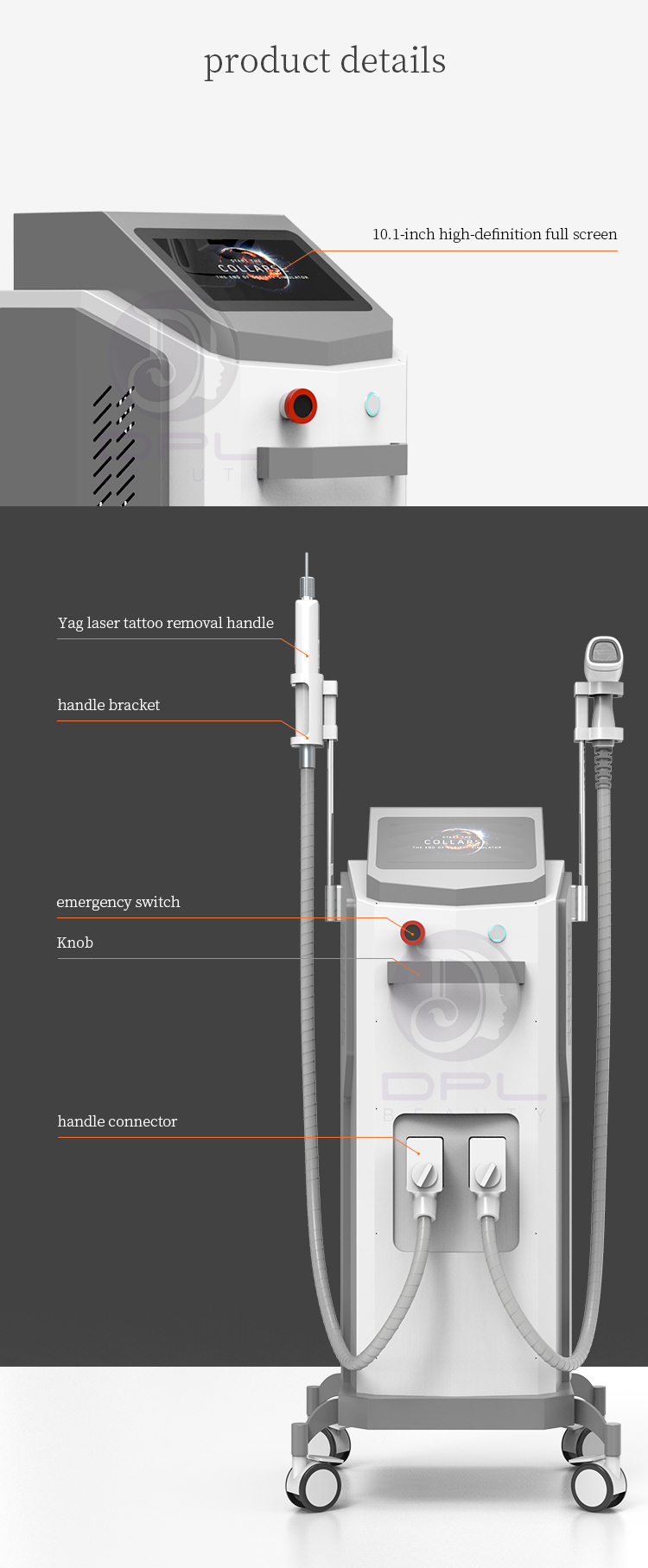 ODM 2 In 1 Diode Hair Removal Laser And Pico Laser Tattoo Removal Beauty Machine