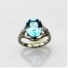 Buy cheap Women Jewelry 9mmx11mm Oval Blue Topaz Cubic Zirocnia Silver Ring(R273) from wholesalers