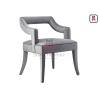 Buy cheap Hollowed Backrest Wood Restaurant Chairs Fully Upholstered In Gray Color Velvet from wholesalers
