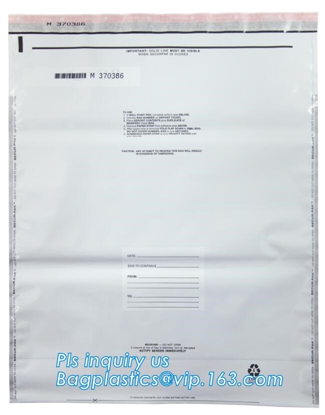 custom logo tamper tear proof plastic bank money envelopes mailing bag, Security Bag/Printed Plastic Security Bags For M