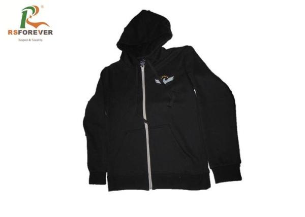 Buy cheap Plain Black Zip Up Hooded Sweatshirt Jacket Wrinkle Free For Athletic Running from wholesalers