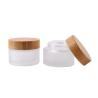 Buy cheap 50ml Frosted Glass Cream Jars With Tightly Bamboo Lid And Inner Liner from wholesalers
