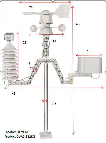 OEM Advanced Professional Home Weather Station With Alarm Clock And Wind Speed 185*123*23mm