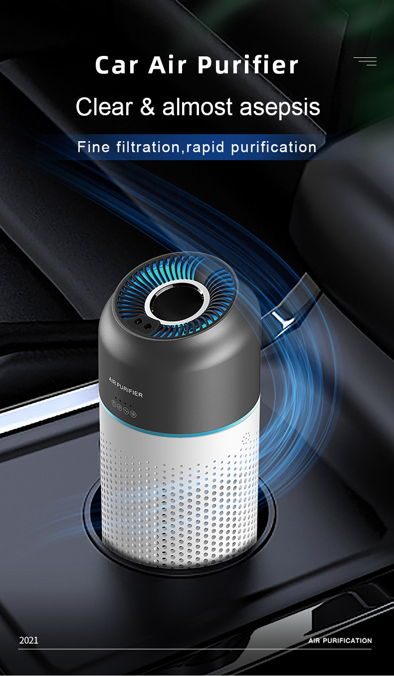 HOMEFISH PM2.5 TVOC Sensor Car Air Purifier With Hepa Filter Gesture Control