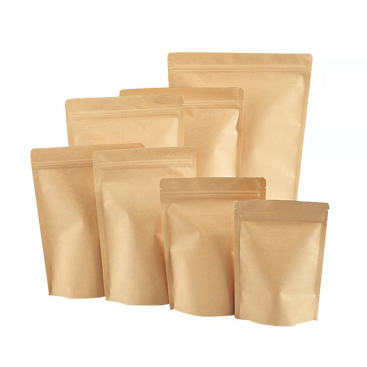 Paper Bag 100g Coffee Waterproof Bags Zipper White Tea Kraft Stand Up Pouch