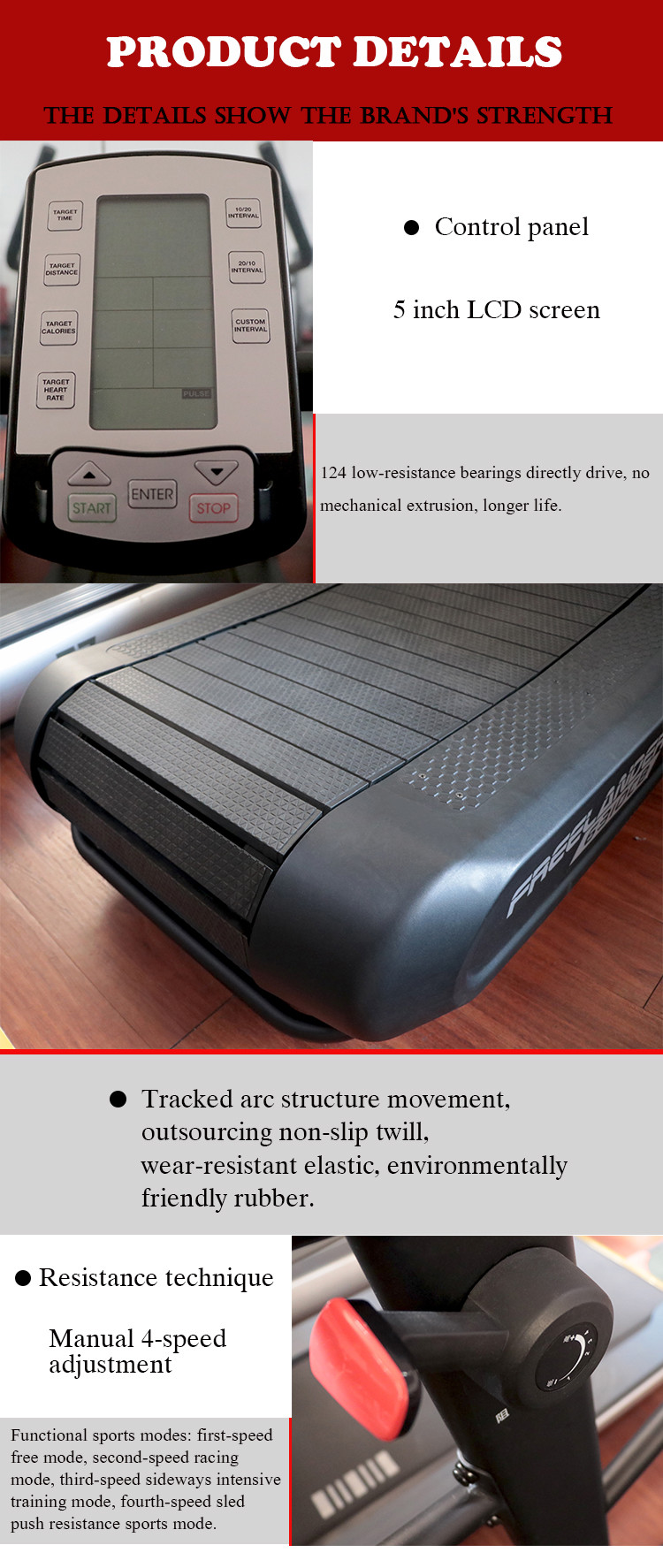 Cardio Woodway Curve Commercial Gym Treadmill Striped Running Belt Anti Slip
