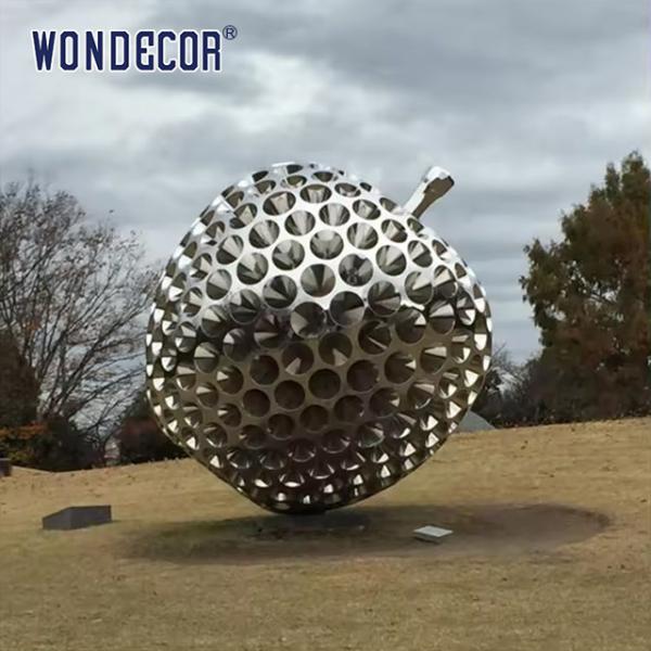 Buy cheap Metal Art Large Stainless Steel Garden Sculptures Hole Digging Apple from wholesalers