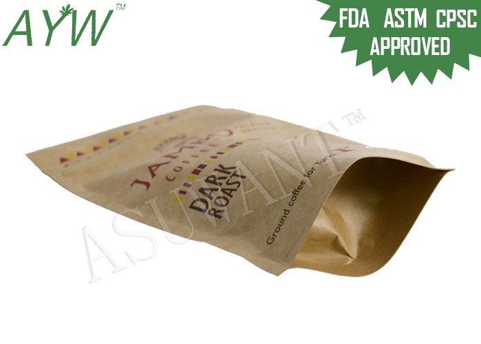 Eco Friendly Kraft Paper Zipper Bags Print Patterns Shopping For Candy / Nuts