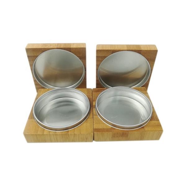 Buy cheap Empty Cosmetic Jars Aluminium Containers with bamboo cover / eye shadow powder from wholesalers