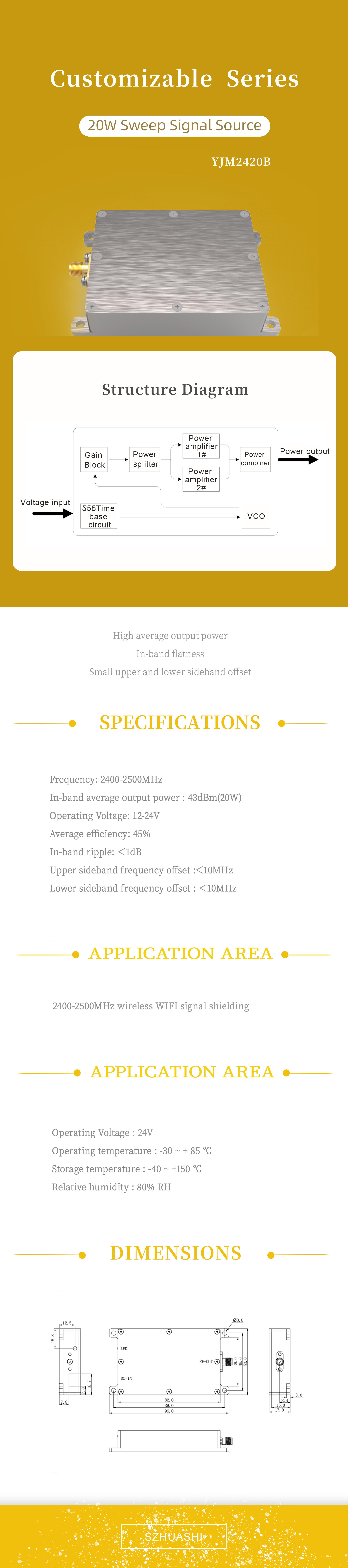 20W 2.4G Portable Anti Drone Jammer For Anti UAV Sweep RF Jammer Blocker