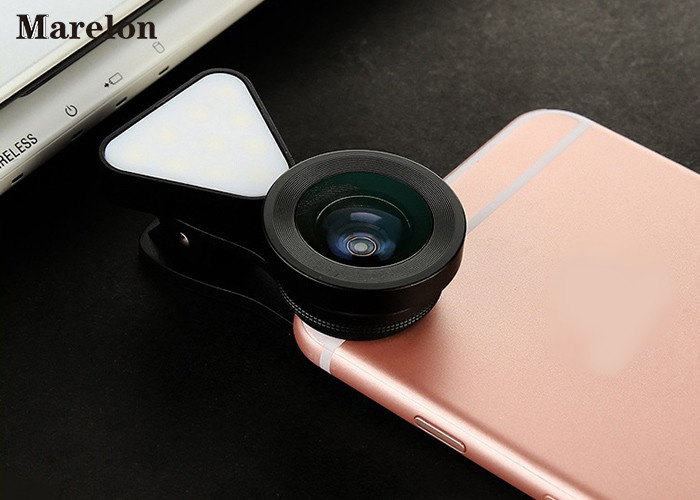 Macro Clip - On Universal Phone Selfie Lens LED Flashlight With Wide Angle 140 Degrees