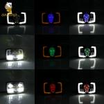4 Inch Skull LED Headlight White Yellow Green Ring For Harley Davidson