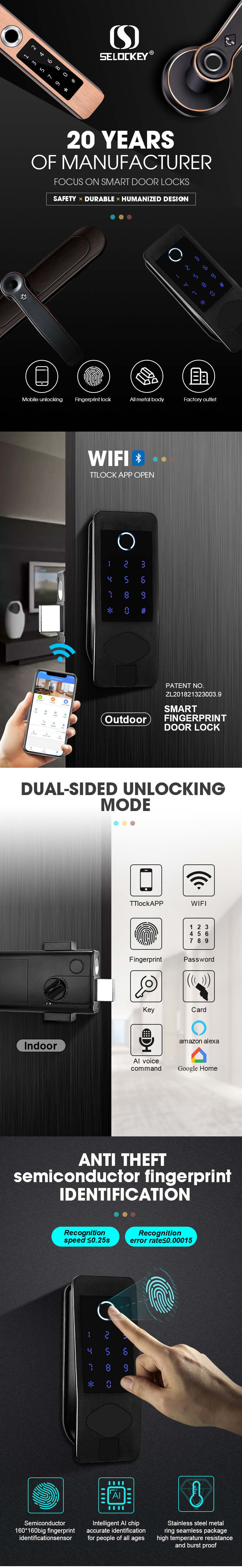 Hotel Waterproof Biometric Code Digital Sliding Door Lock