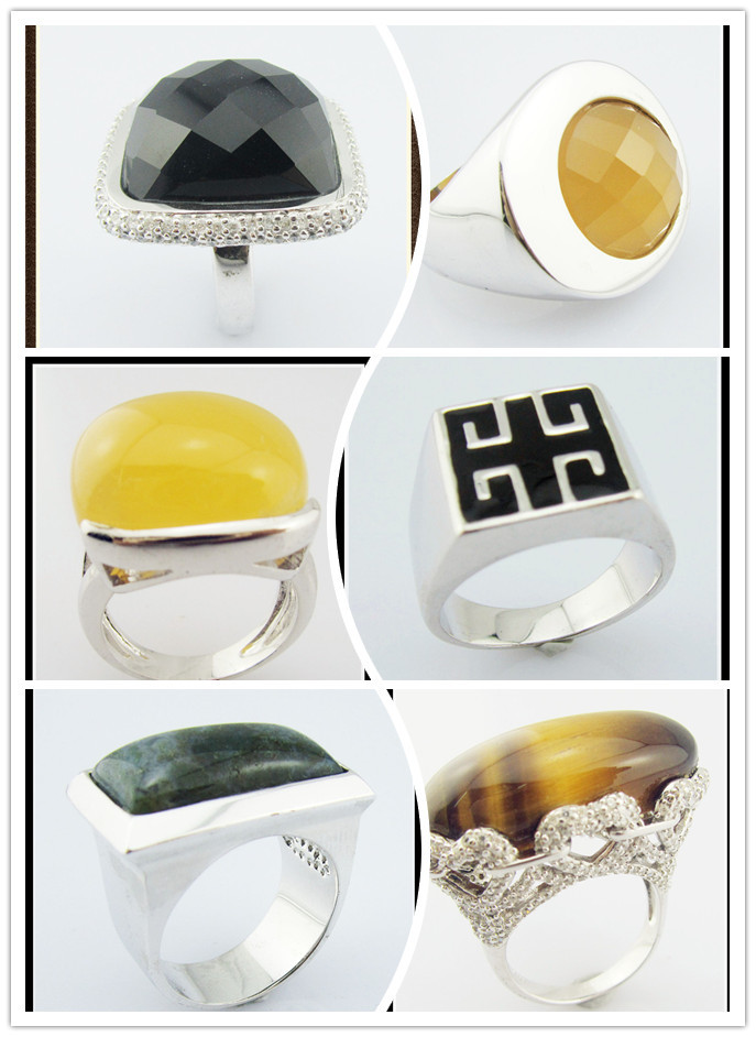 925 Sterling Silver Round Gemstone Rings With Green Jade Sterling Silver Engagement Ring Large Sterling Silver Rings