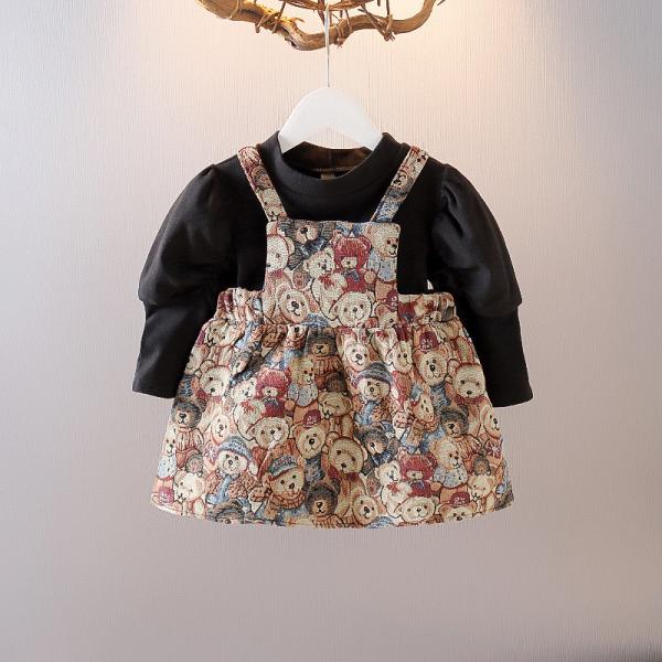 Buy cheap 100cm Cartoon Bear Toddler Jacquard Strap Summer Dress Baby Long Sleeve Long from wholesalers
