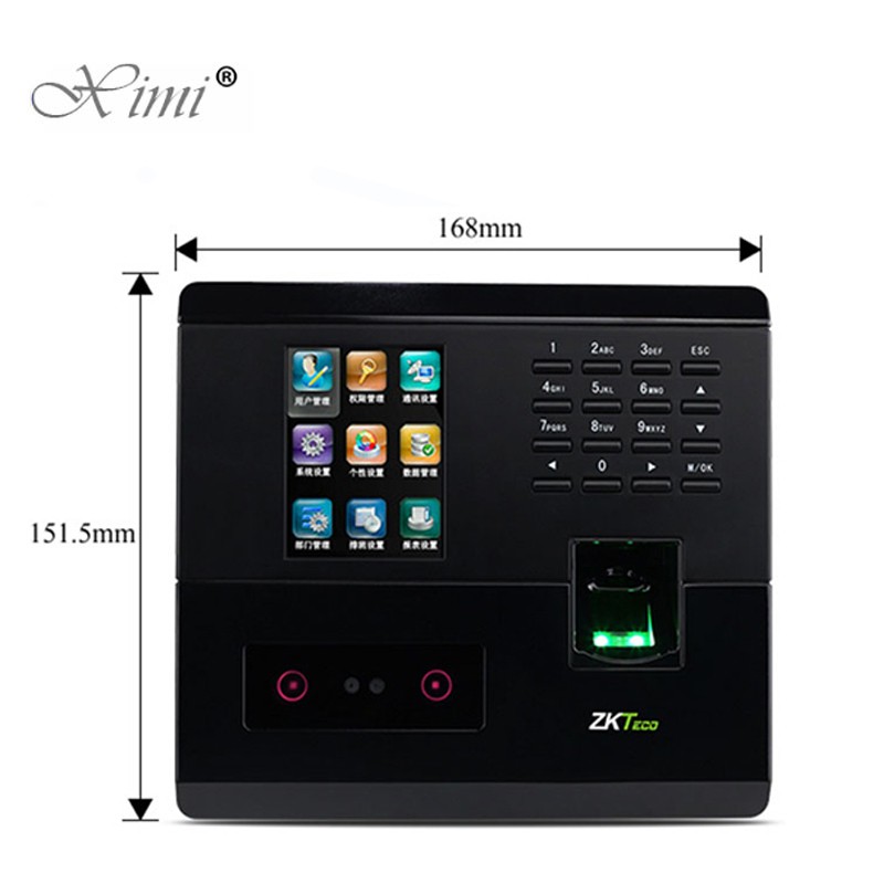 ZKUF200 RFID Card Biometric Time Attendance And Access Control System 2.8inch Color Screen With Camera TCP/IP Access Controller
