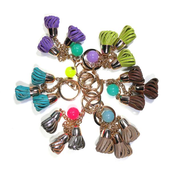 Buy cheap Chorme Plating Leather Flower Keychain , Ladies Custom Leather Keychains from wholesalers