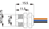 IP67 M8 Connector After Install Female 4P Shield 0.2m Cable Length