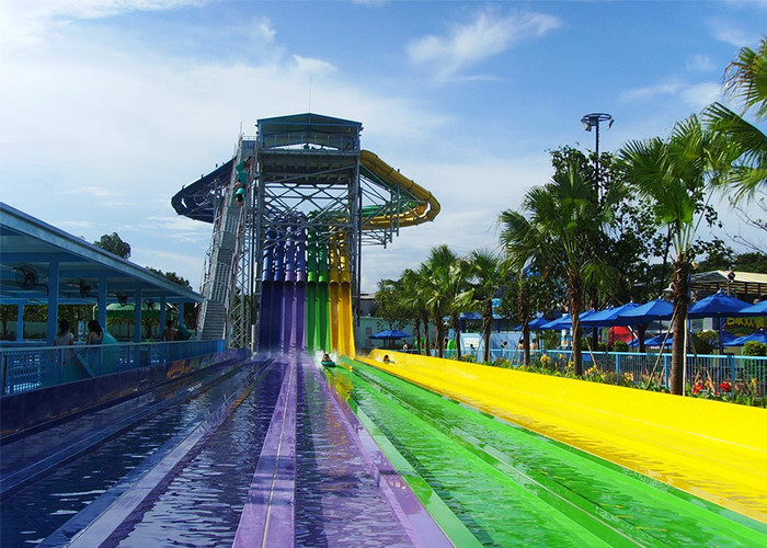 Rainbow Color FRP Aqua Racer Water Slide Youth Adults Outdoor Waterslide