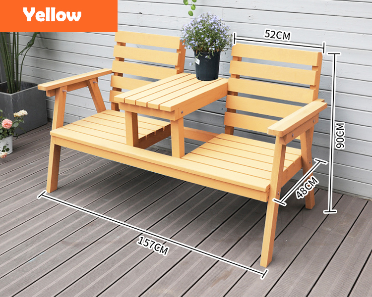 Outdoor Courtyard Solid Wooden Double Chair Bench with Table Enjoy Your Patio in Style