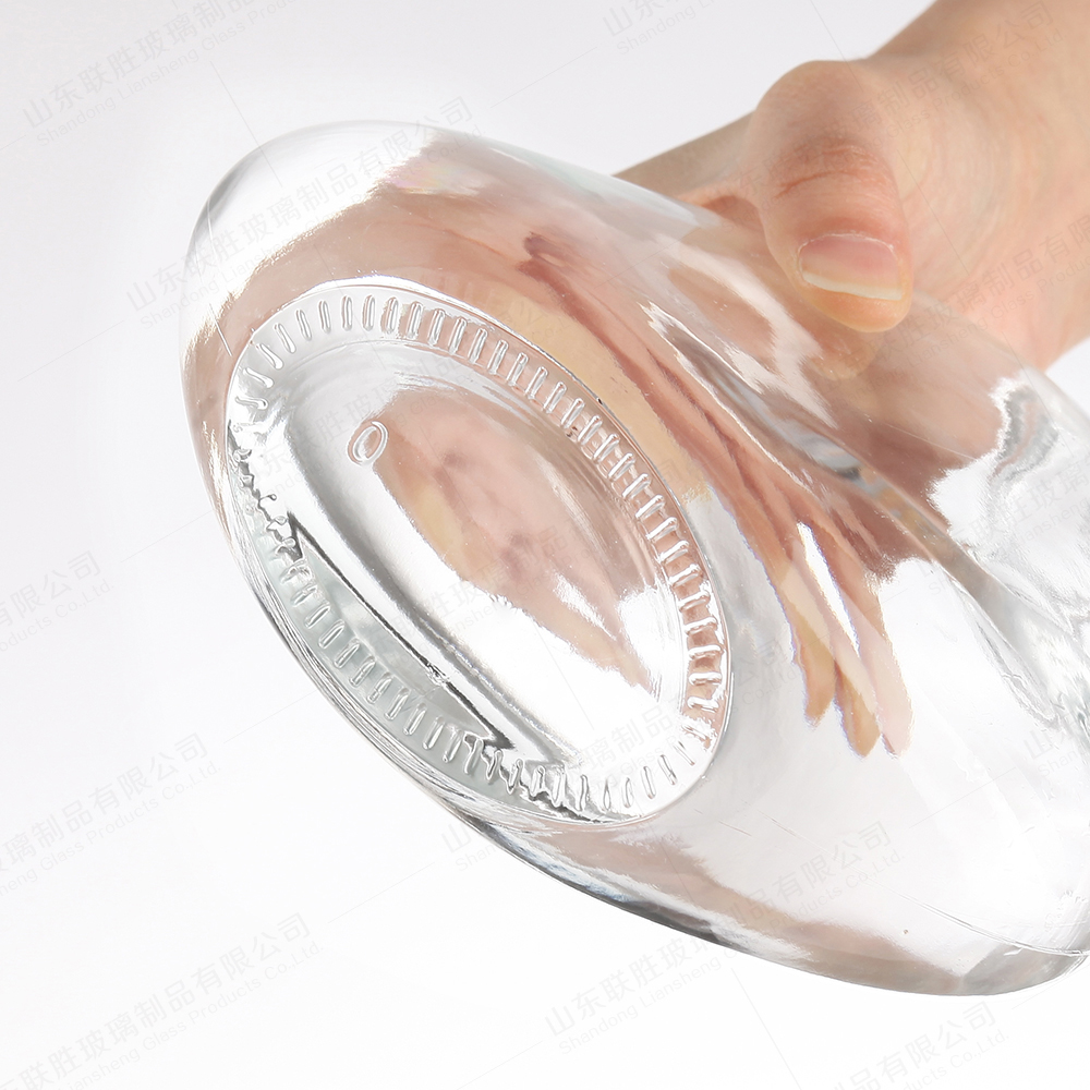 750ml 1000ml Clear Glass Collar Material Vodka XO Bottle with Crystal Color Printing
