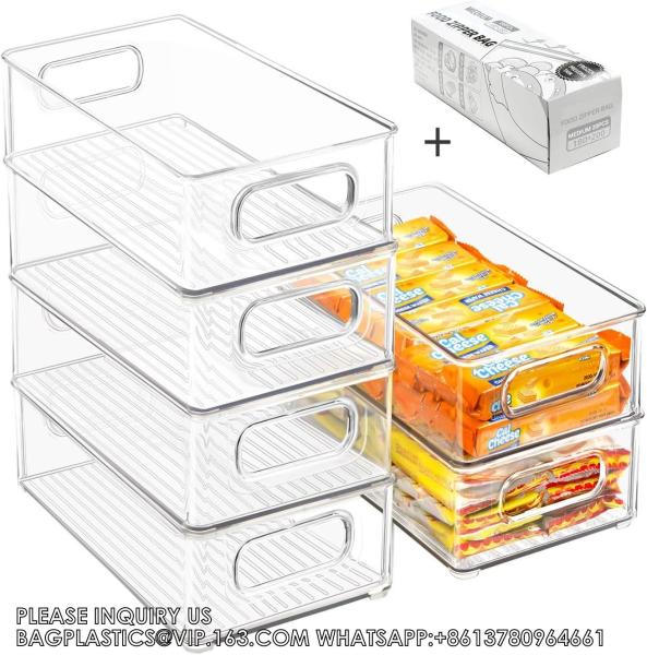 Buy cheap Stackable Refrigerator Organizer Bins, 6 Pack Clear Kitchen Organizer Container Bins With Handles from wholesalers