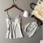 Sleeveless Top Shorts Nightdress Sexy Lace Silk Pajamas For Women