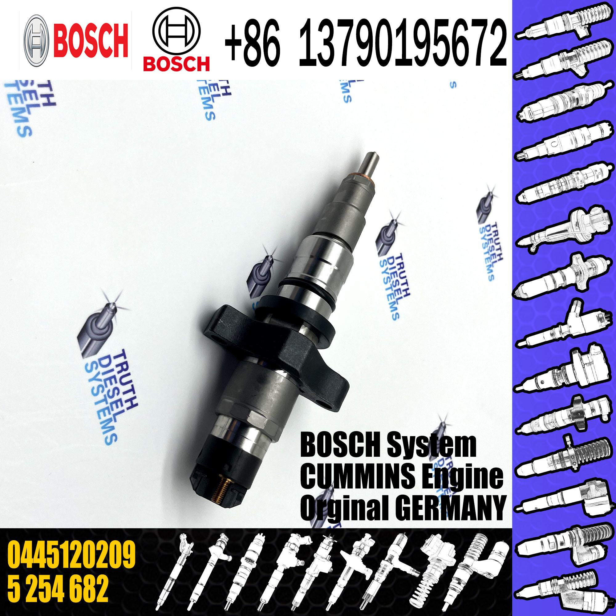 High Quality Diesel Injector 0445120252 0445120254 for BOSCH,High Pressure Common Rail Injector 0445120209