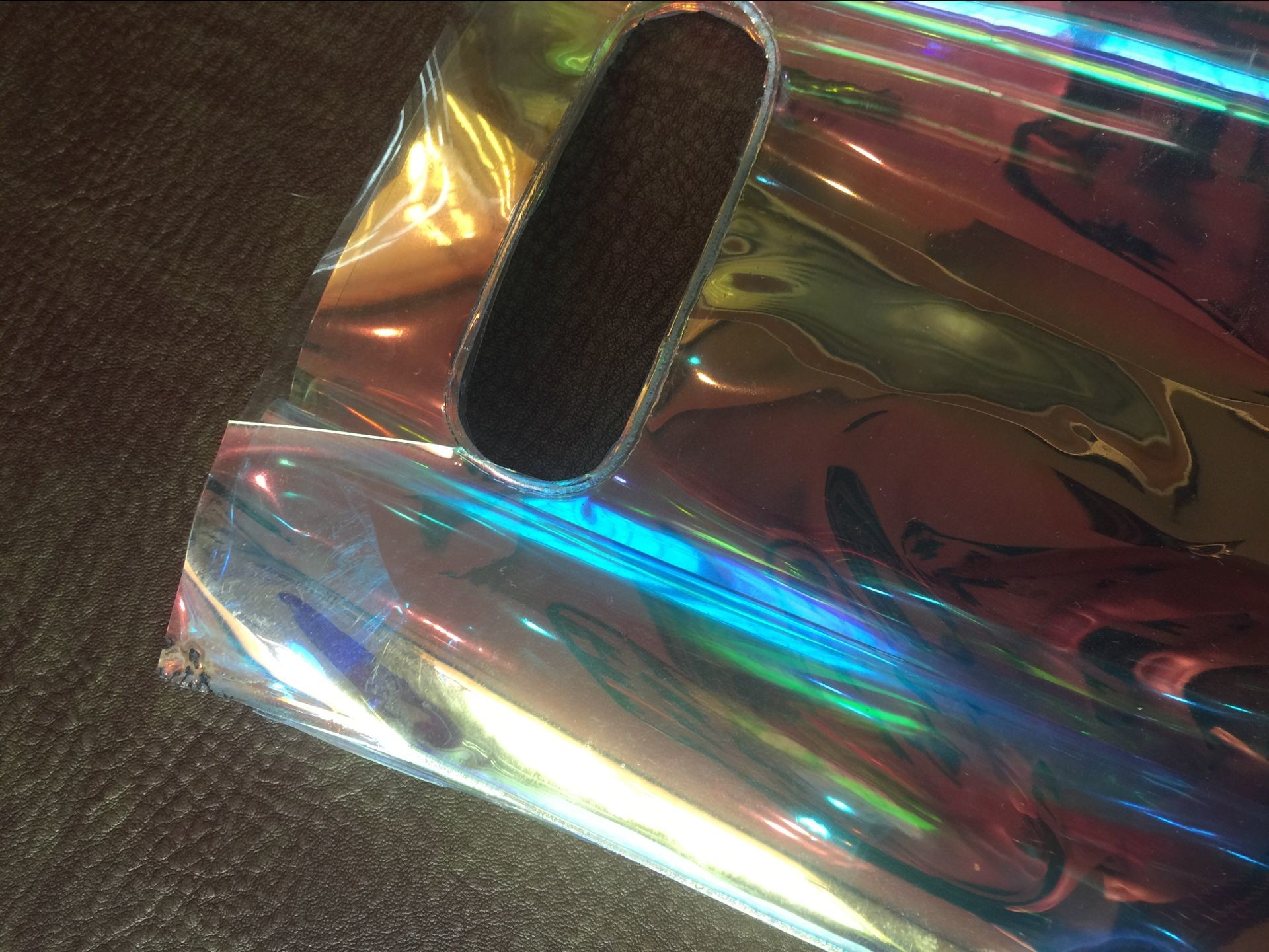 Shining Laser Glitter PVC Handle Bag 0.1-0.8 Mm Thickness With Hot Melting Finishing