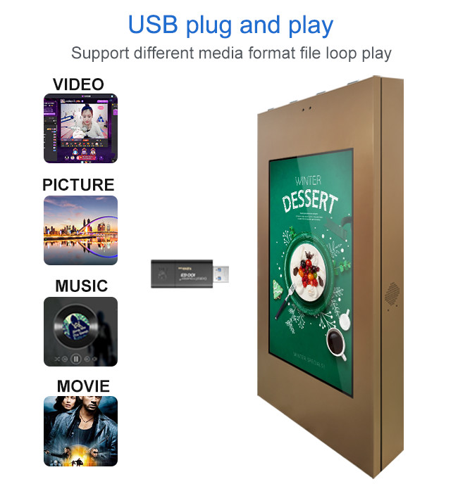 55 Inch Outdoor 2500nits LCD Screen For Advertisement To Display Media Content