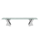 Clear 12mm Stainless Steel TV Stand Tempered Glass Top Living Room Furniture